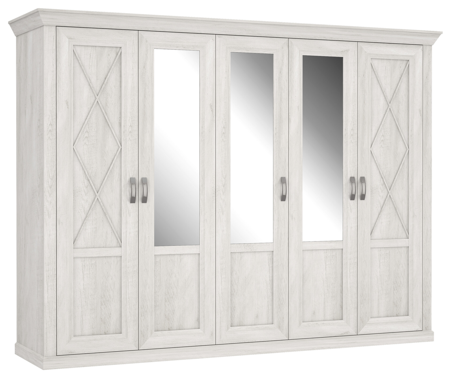 Kleiderschrank  weiß Pinie Nachbildung B/H/T: ca. 268,3x205,8x62,6 cm