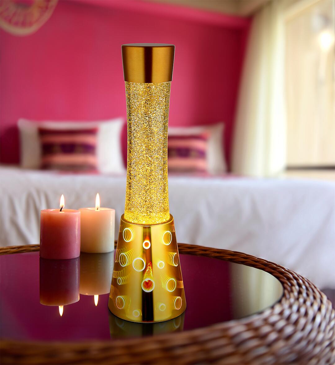 GLOBO LED-Tischleuchte Sparkle gold klar schwarz PVC Glas H/D: ca. 40,6x12,5 cm 1 Brennstellen