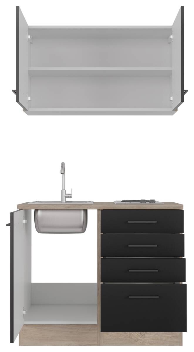 Küchenblock Capri schwarz matt B/H/T: ca. 100x200x60 cm