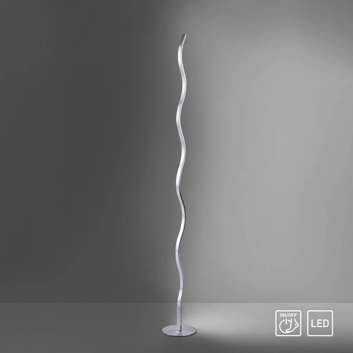 Just Light LED-Stehleuchte WAVE 15168-55 weiß stahlfarbig Metall Kunststoff B/H/T: ca. 14x120x14 cm 1 Brennstellen