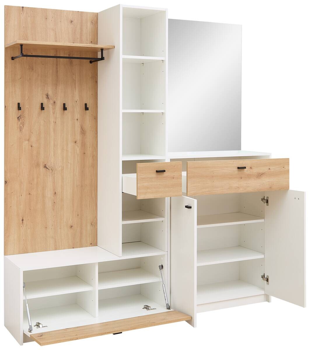 Garderobe Venlo weiß Eiche Artisan Nachbildung B/H/T: ca. 169x196x38 cm