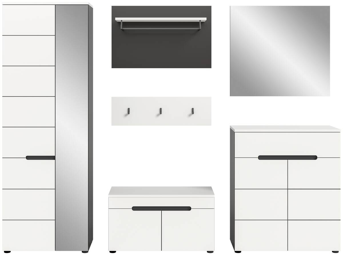 Garderobe Canu basaltgrau Nachbildung weiß B/H/T: ca. 255x190x37 cm