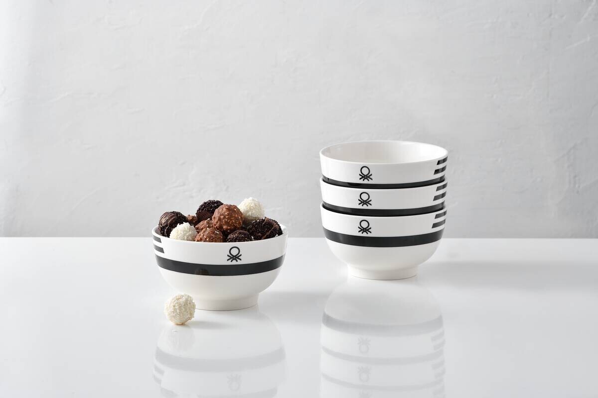 BENETTON Mehrzweckschalenset Black & white weiß Porzellan
