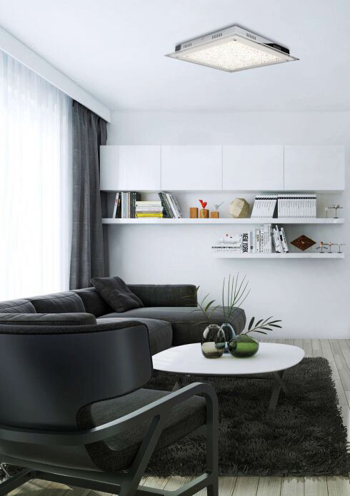 Näve Leuchten LED Deckenleuchte NV1182842 Chrom Metall Glas B/H/T: ca. 36x6x36 cm null 1 Brennstellen