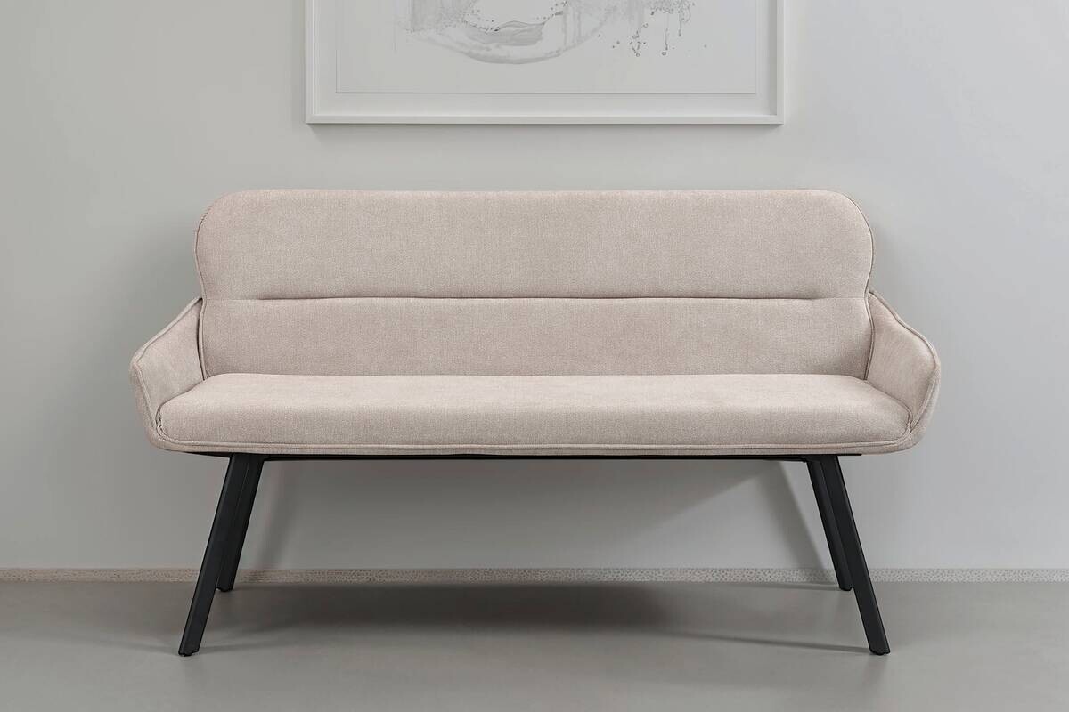 Sitzbank RICO schwarz taupe Metall Stoff B/H/T: ca. 140x90x62 cm