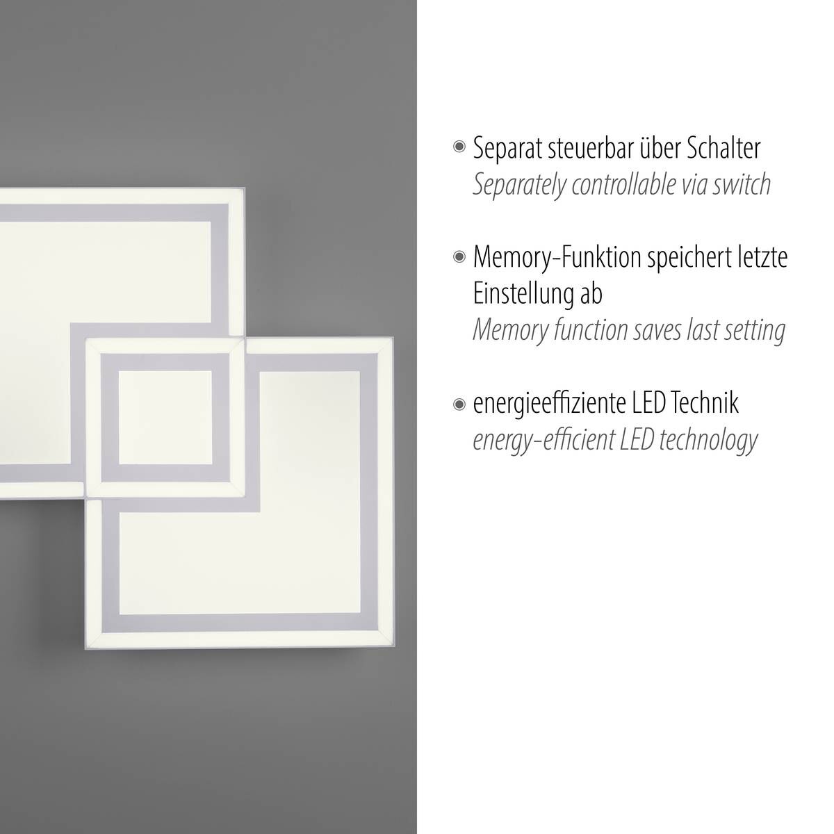 Just Light LED-Deckenleuchte BEDGING 14880-16 weiß Kunststoff Eisen B/H/T: ca. 40x5,6x40 cm 2 Brennstellen