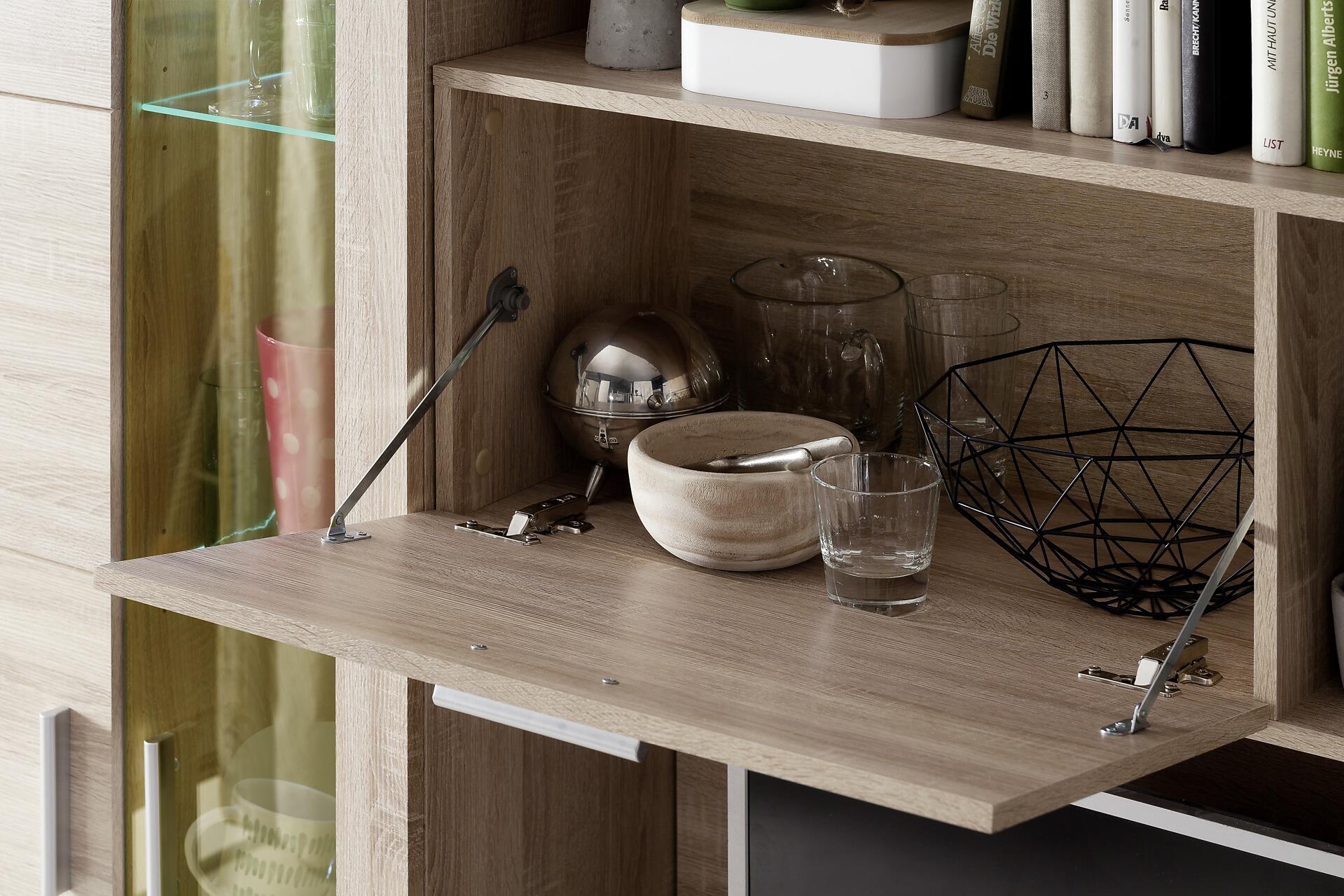 Wohnwand Mondeo Eiche Sägerau hell Nachbildung B/H/T: ca. 291x197x41 cm