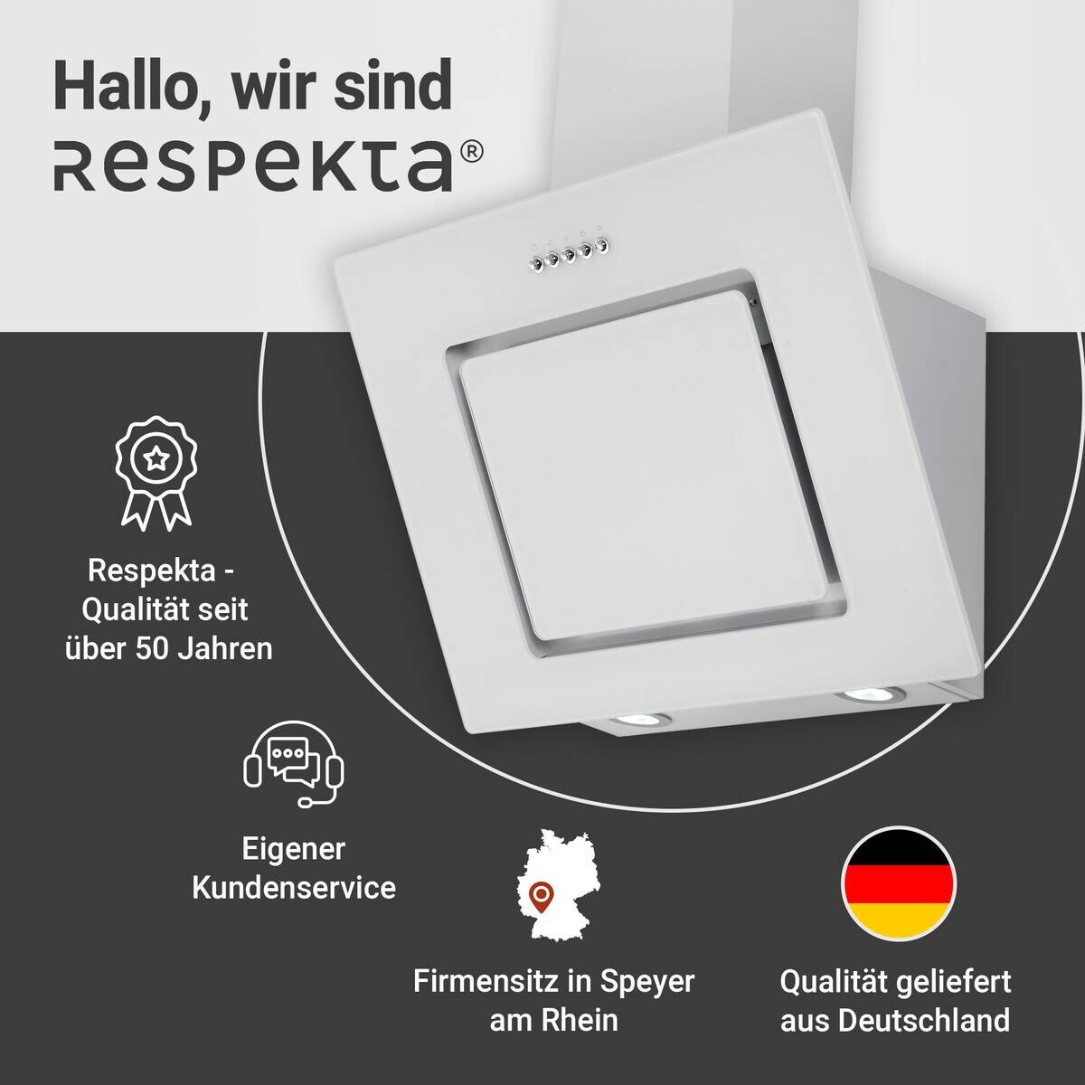 Respekta Dunstabzugshaube CH22010WBZ weiß Metall B/H/T: ca. 60x73,9x34 cm