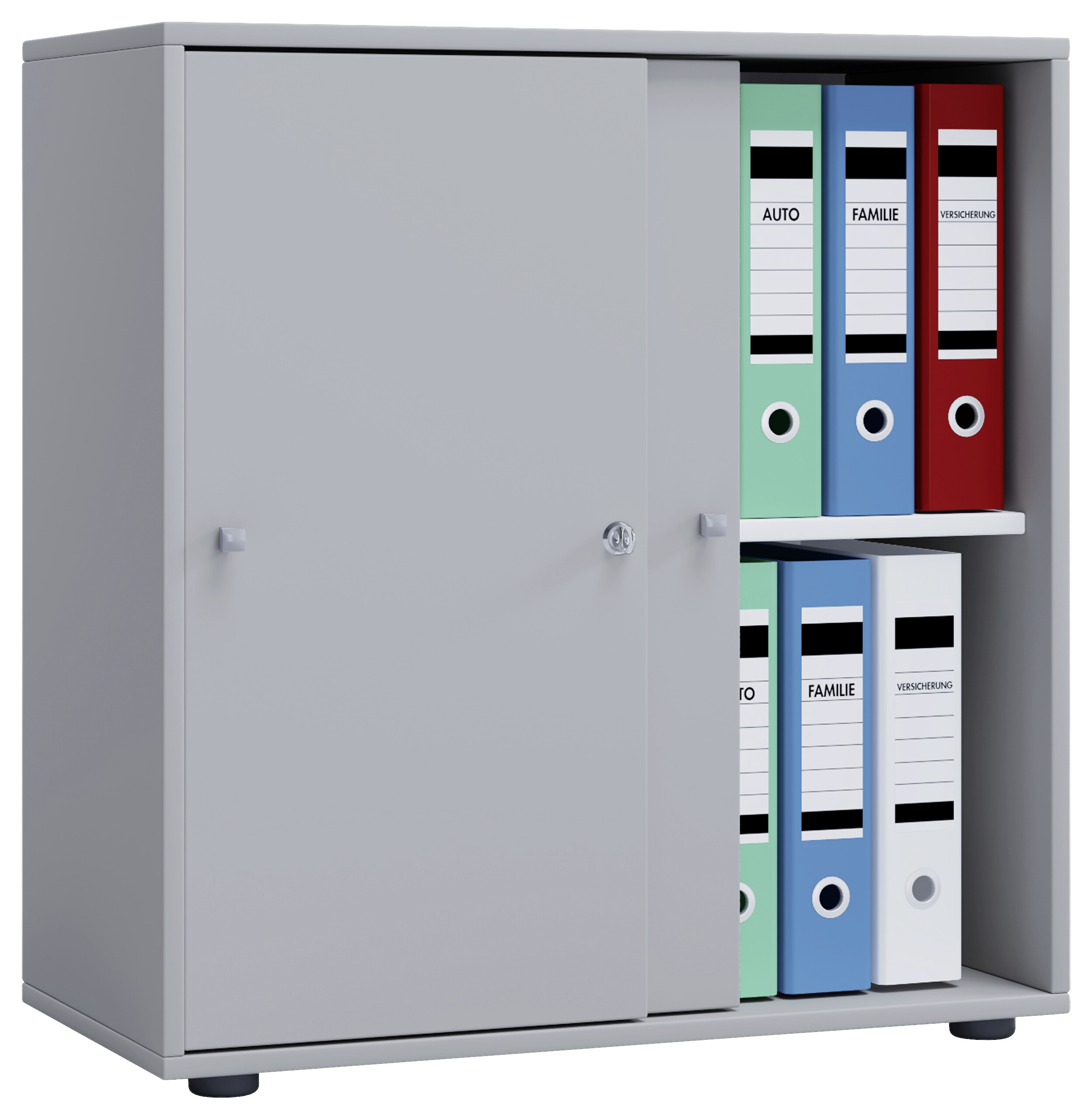 Büroschrank Lona L mit Schiebetüren grau weiß B/H/T: ca. 70x74x37 cm