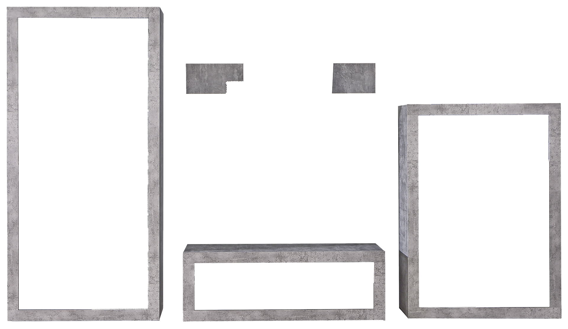 Wohnwand  Beton Optik weiß B/H/T: ca. 308x194x41 cm