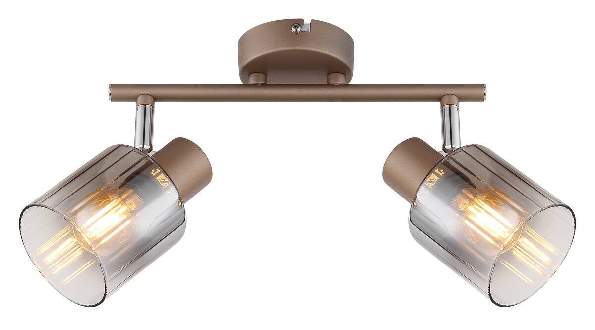 GLOBO Spot Walton 2 klar Rauch kaffee Glas Metall B/H/L: ca. 8x15x26 cm E14 2 Brennstellen