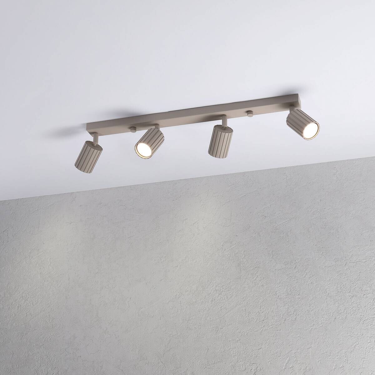 Lamkur Strahler Prisma beige Stahl B/H/L: ca. 6,5x16,5x81 cm 4 Brennstellen