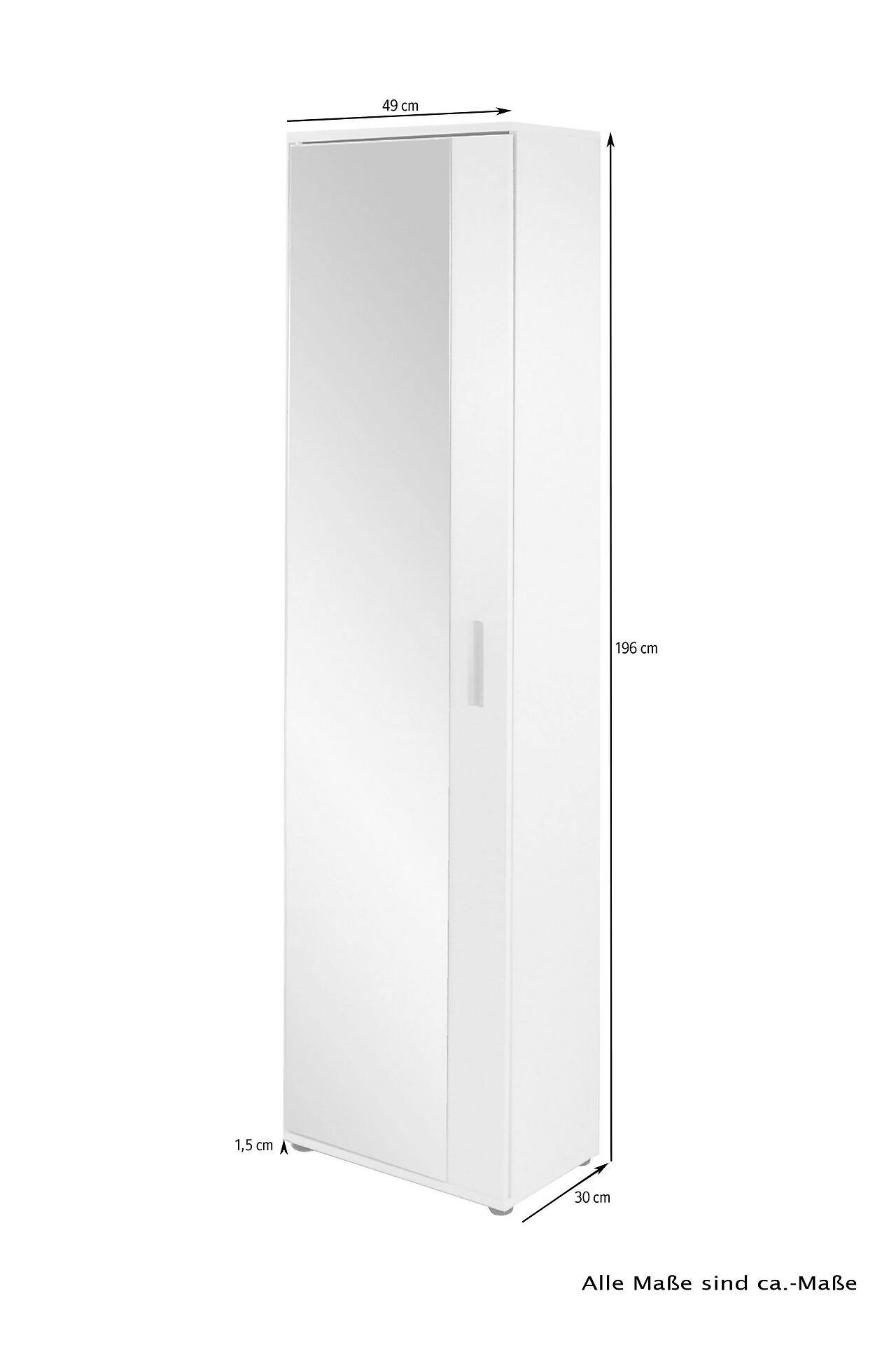 Hochschrank JAKOB weiß silber B/H/T: ca. 49x196x30 cm