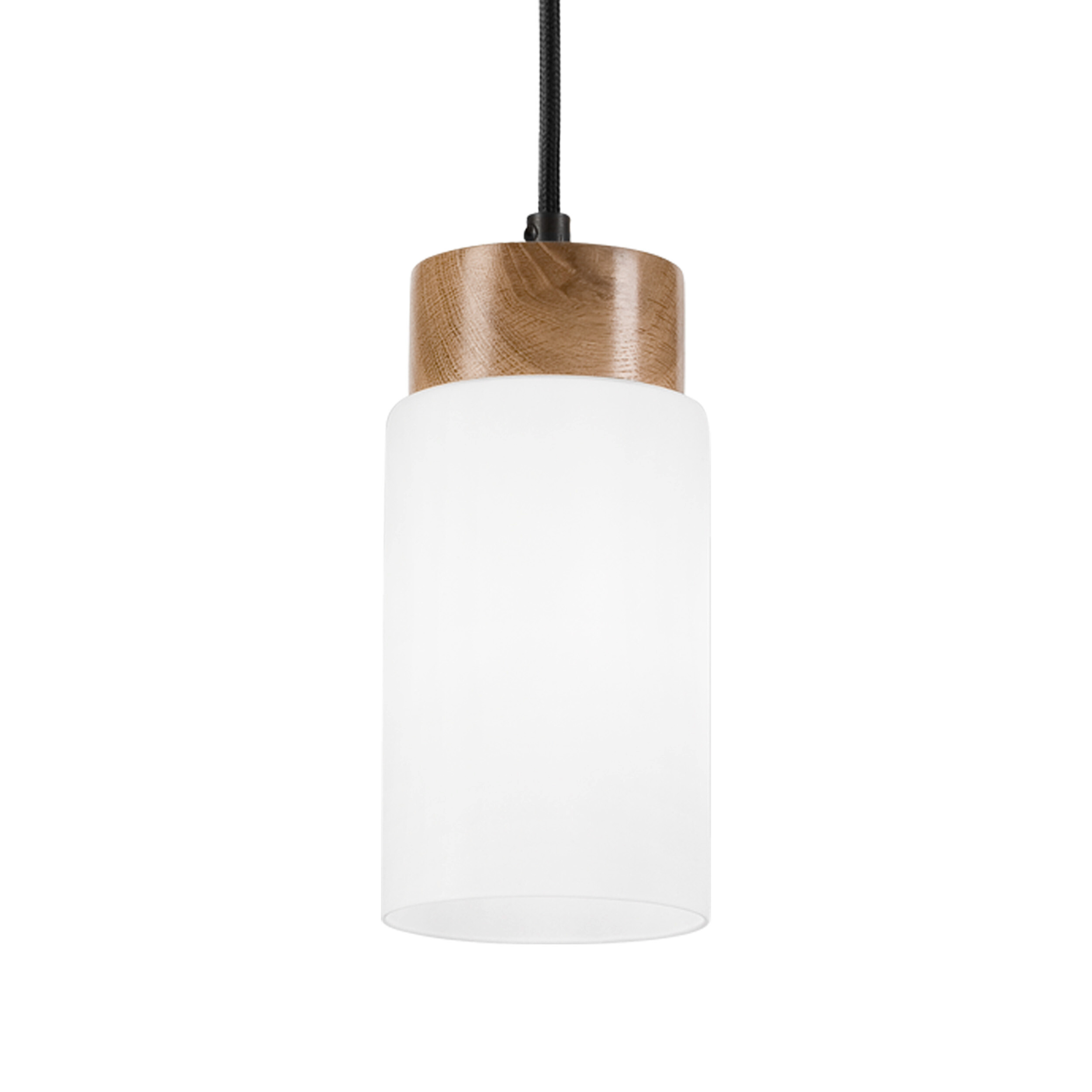 Lamkur Hängeleuchte Marcus schwarz Glas Holz Stahl B/H/L: ca. 20x10x20 cm E27 1 Brennstellen