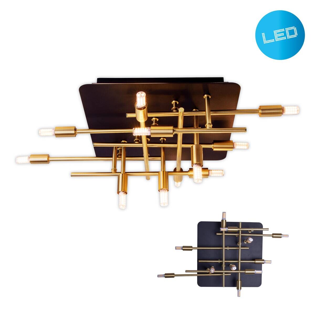 Näve Leuchten Deckenleuchte 1392845 messing Metall B/H/T: ca. 48x15x51 cm G9 11 Brennstellen