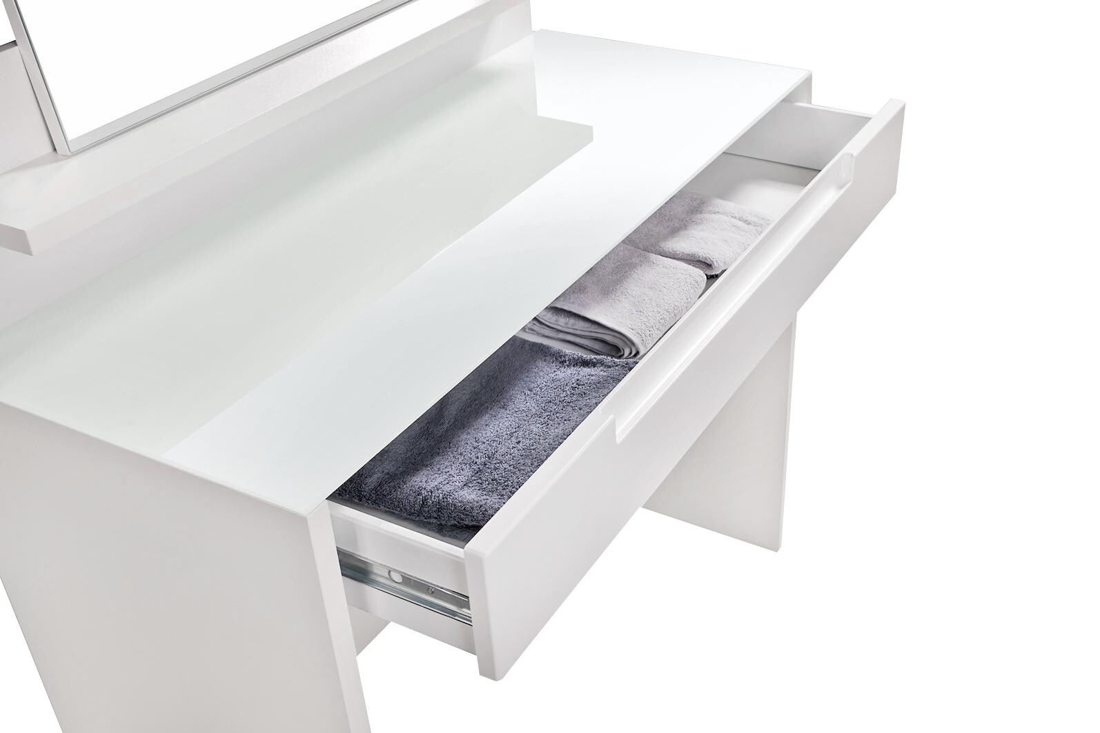 Schminktisch Mailand weiß weiß Hochglanz B/H/T: ca. 97x126x42 cm