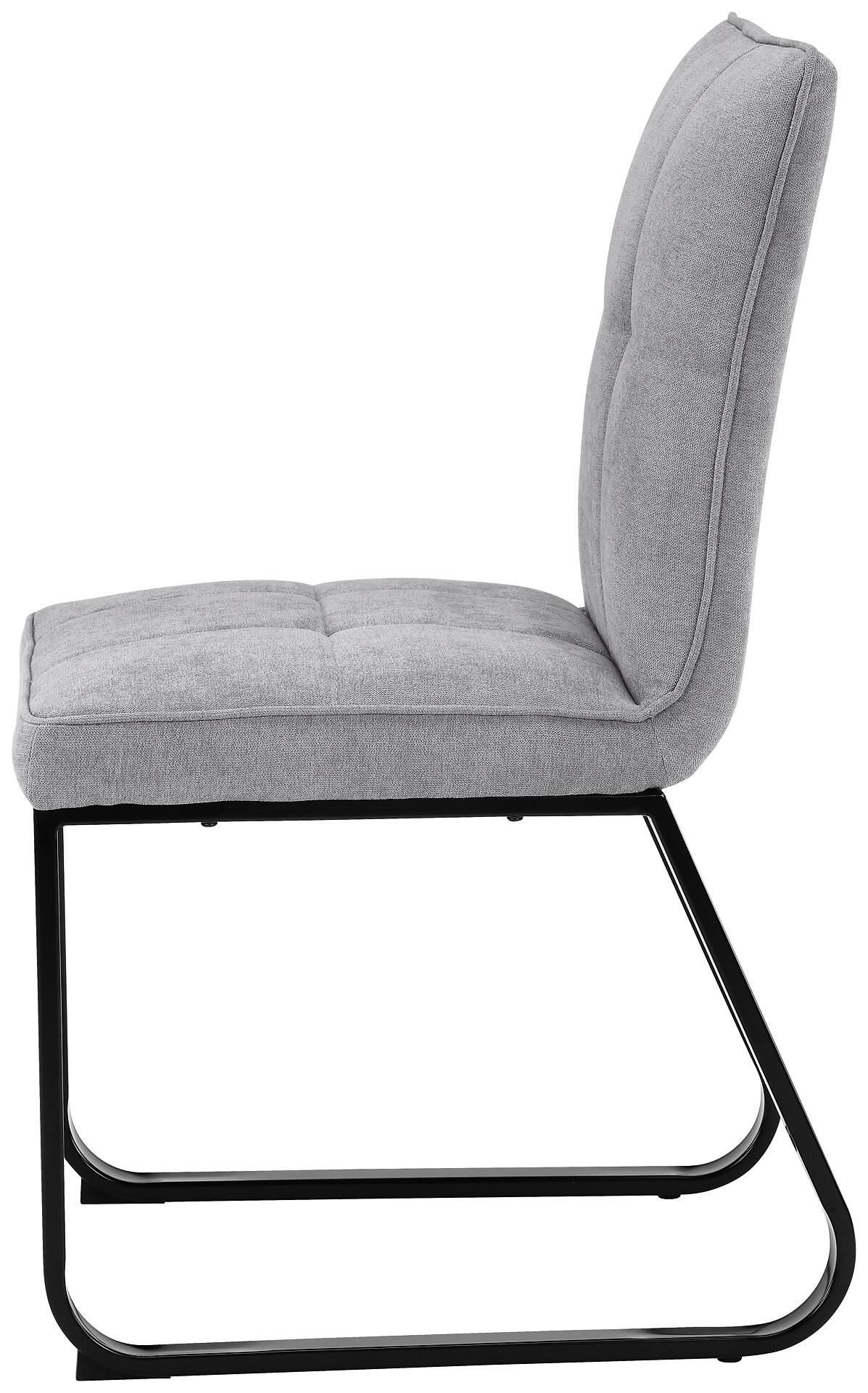 Stuhl TALEA  2er-Set hellgrau schwarz Webstoff Metall B/H/T: ca. 46x86x55 cm