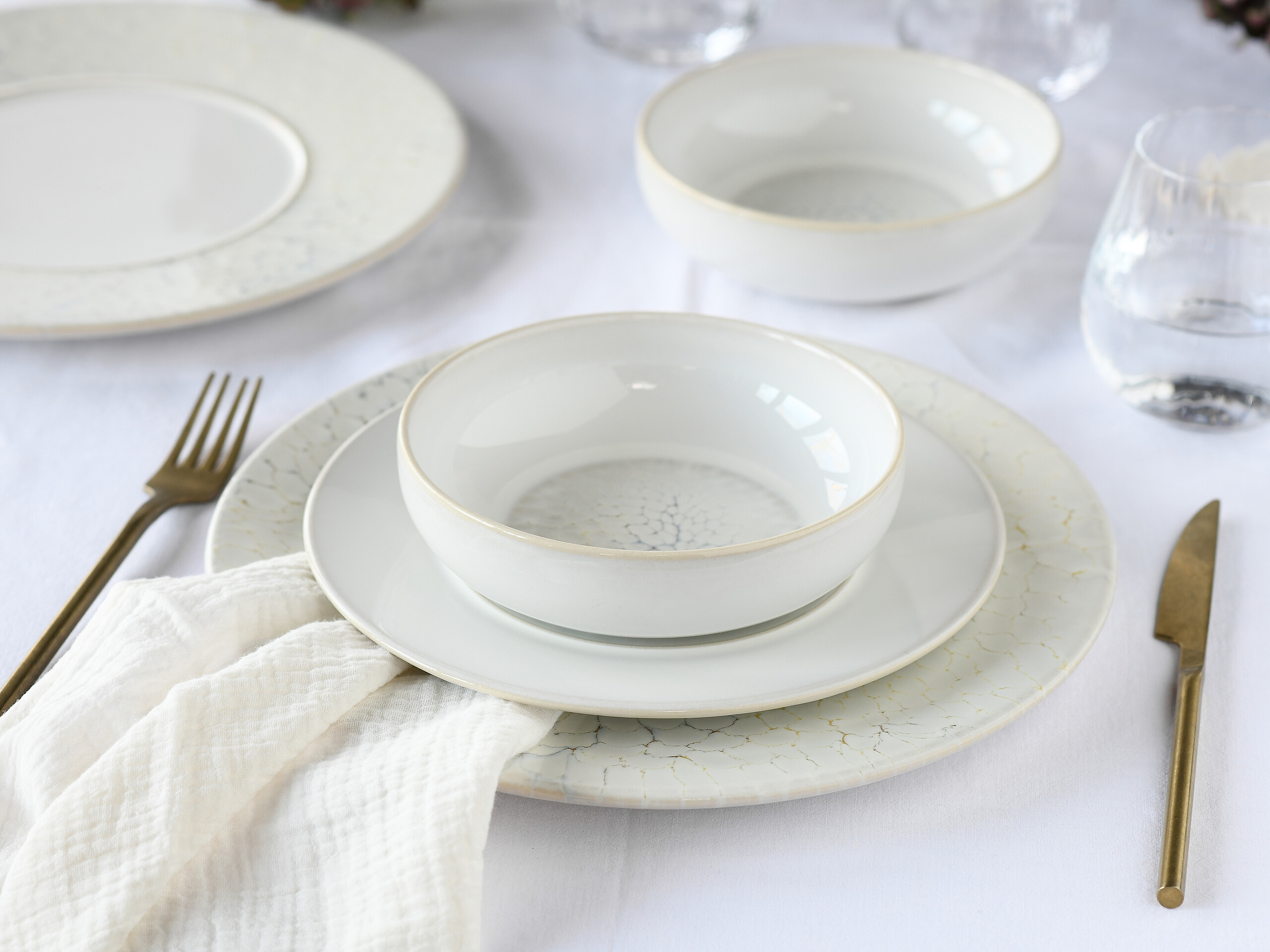 CreaTable Tafelservice Unico Toscania offwhite Steinzeug 8 tlg.