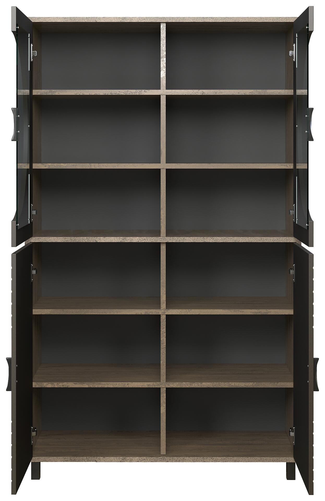 Highboardvitrine Fusion Eiche dunkel Nachbildung bronze Optik B/H/T: ca. 97x163x42 cm