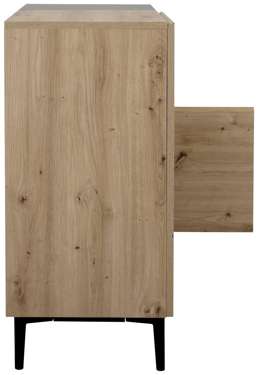 Kommode Nola Eiche Artisan Nachbildung schwarz B/H/T: ca. 120x90x42 cm