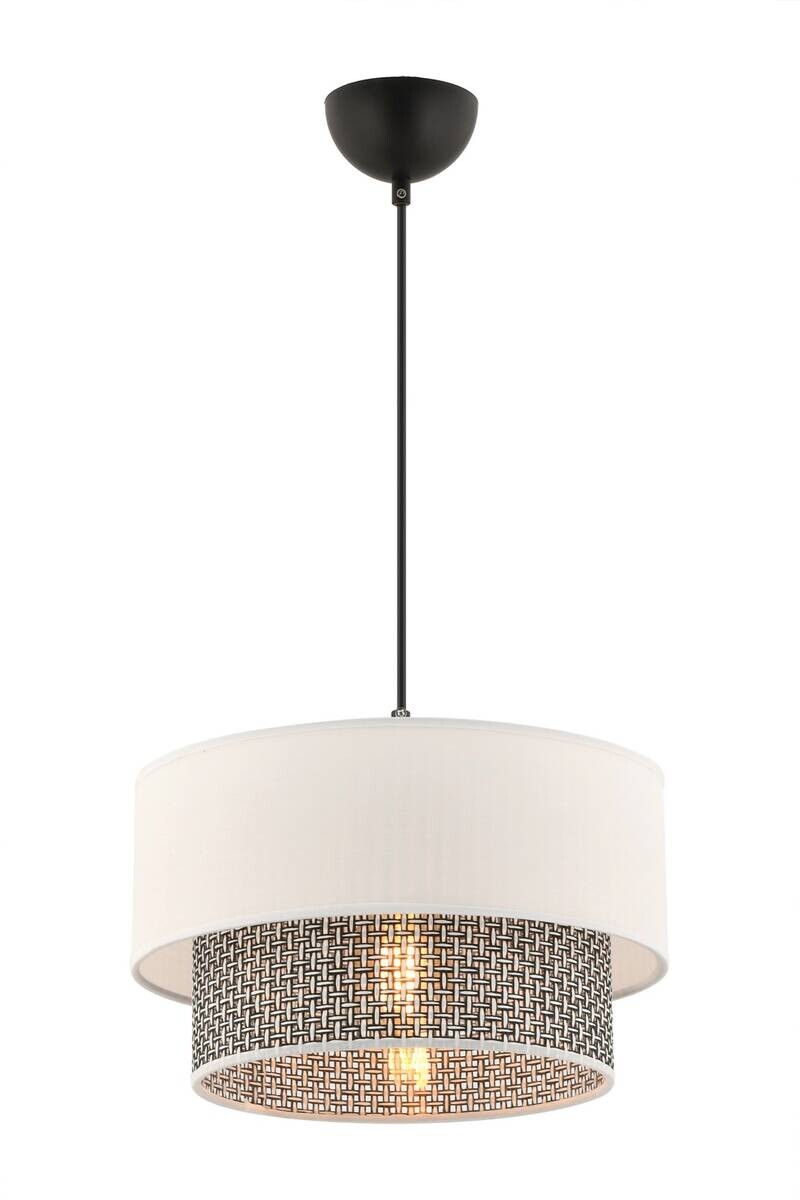 Opviq Pendelleuchte Echo grau weiß Baumwolle B/H/T/L/D: ca. 30x65x30x30x30 cm E27 1 Brennstellen