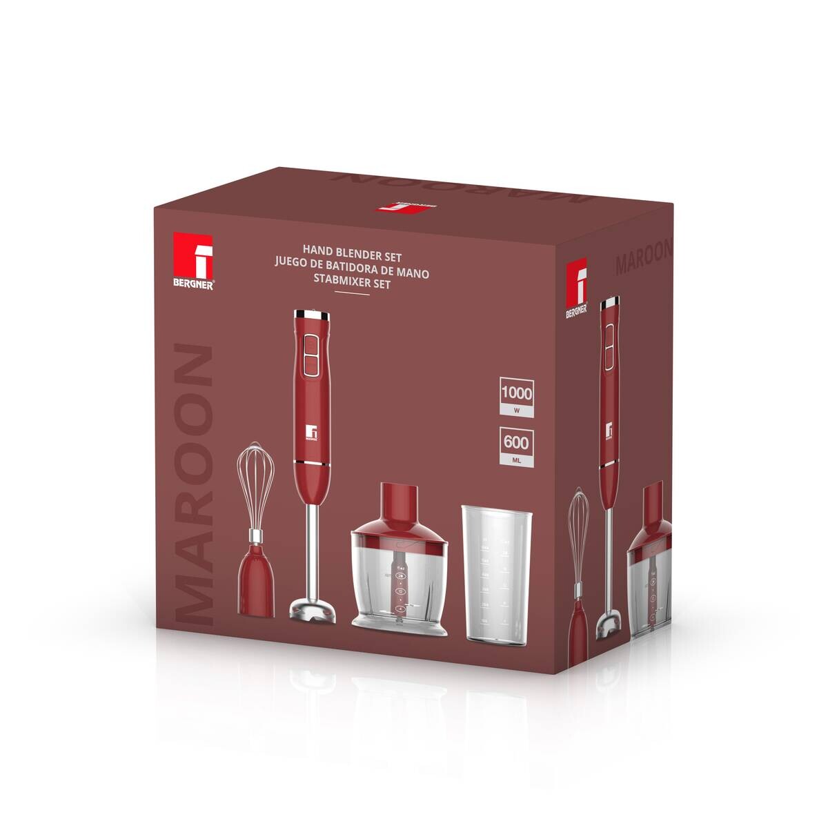 BERGNER Stabmixer-Set rot braun Edelstahl B/H/L: ca. 14,2x23x24,2 cm