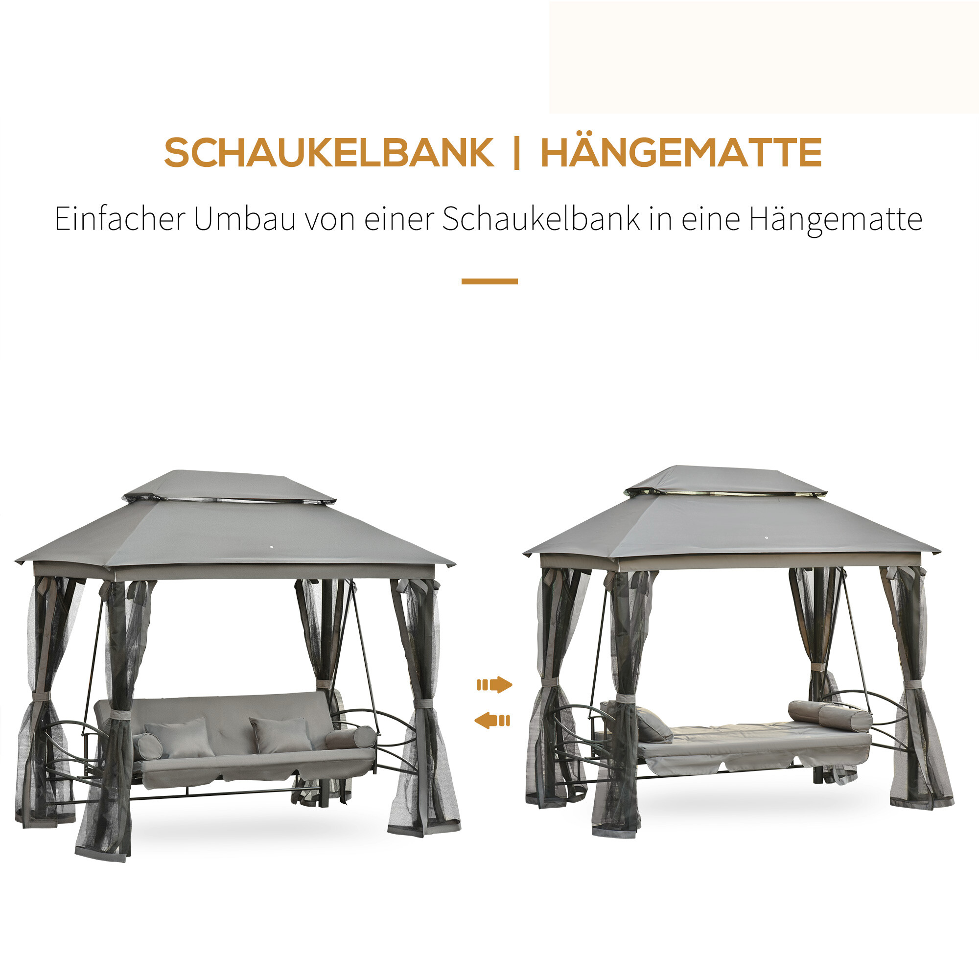 Outsunny Hollywoodschaukel grau Stahl B/H/L: ca. 172x248x256 cm