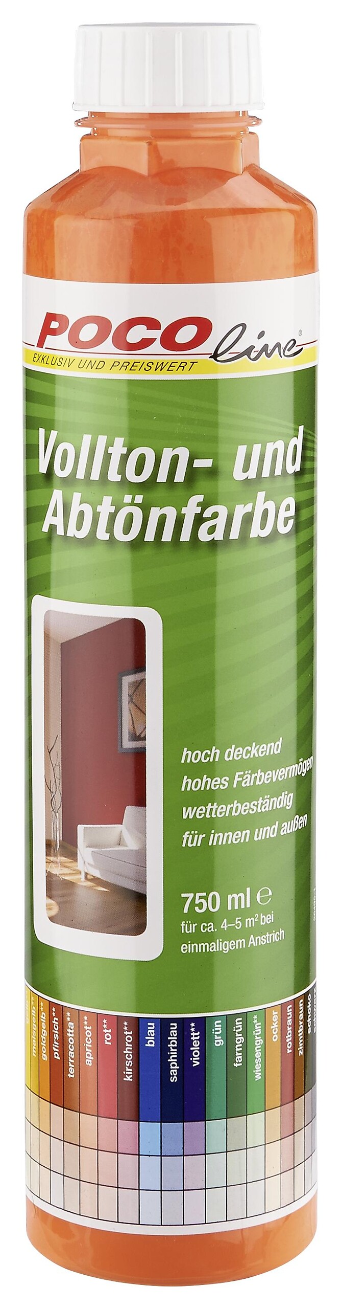 POCOline Vollton- und Abtönfarbe apricot ca. 0,75 l
