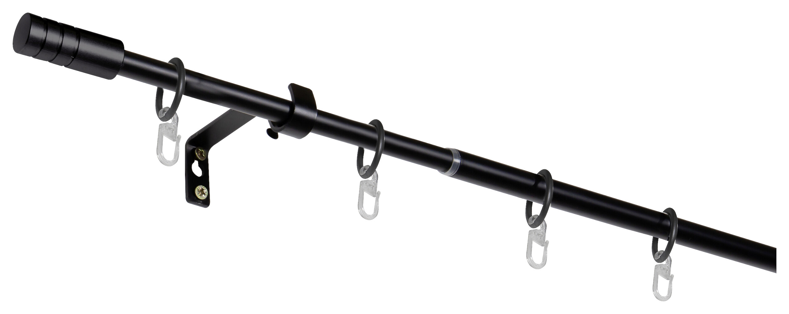 Gardinenstange schwarz Metall ausziehbar von ca. 120 bis 210 cm 1.0 Läufe