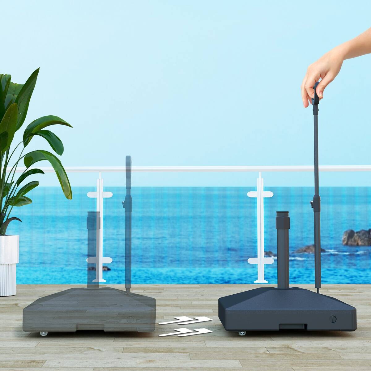 Outsunny Schirmständer schwarz Kunststoff B/H/L: ca. 60x100x60 cm