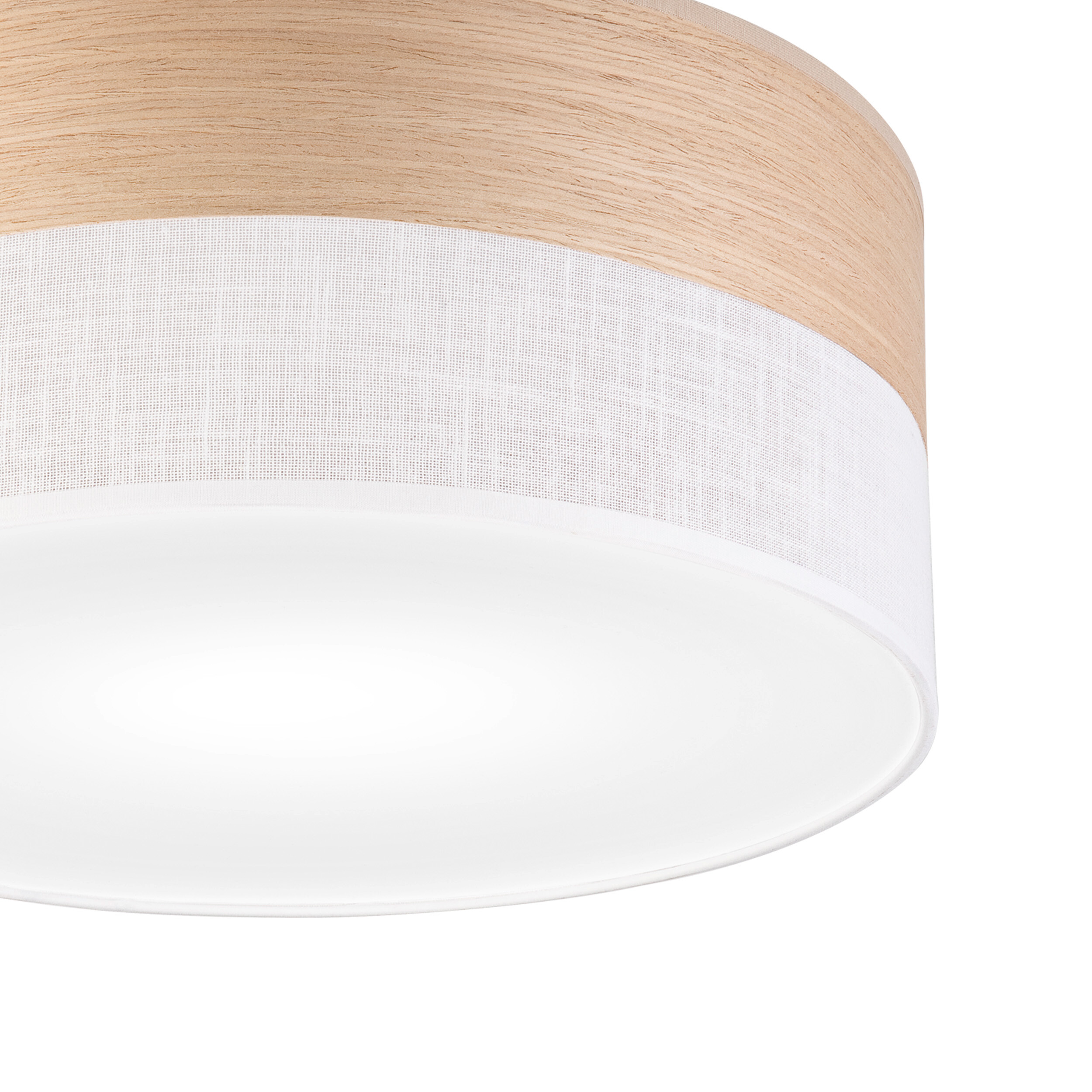 Lamkur Deckenleuchte weiß Eiche PVC Holz B/H/L: ca. 35x15x35 cm E27 1 Brennstellen