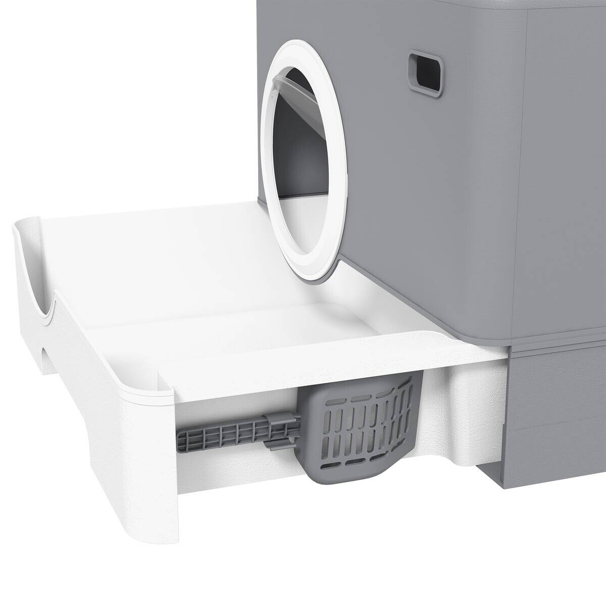 PawHut Katzentoilette grau Kunststoff B/H/L: ca. 41x38,5x52 cm