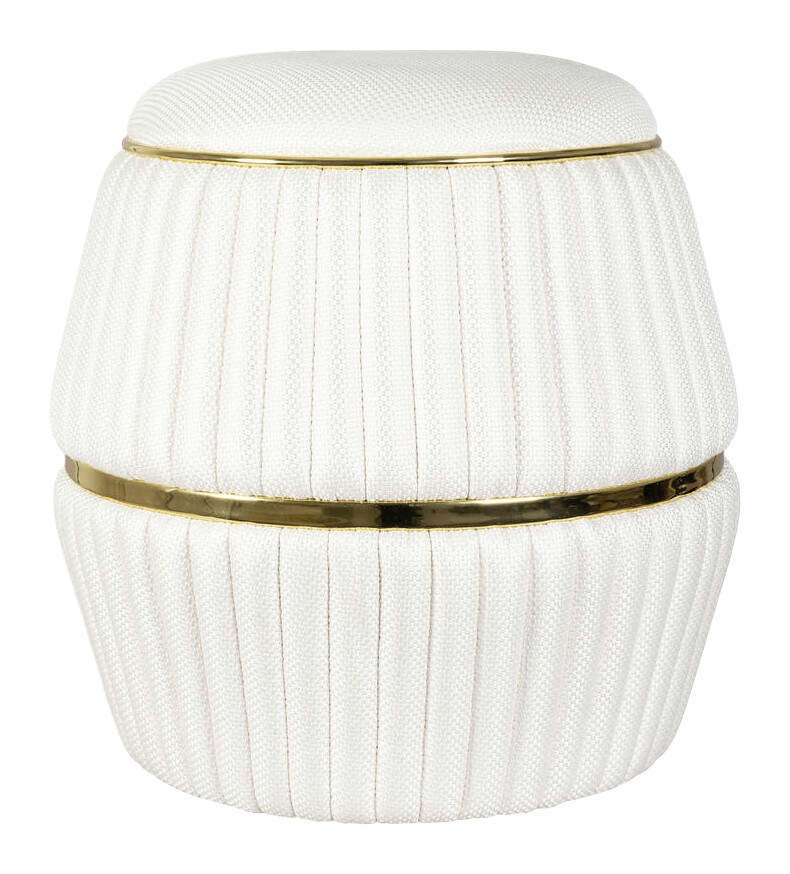 360 Living Hocker Doric 220 elfenbein gold H/D: ca. 53x51,5 cm