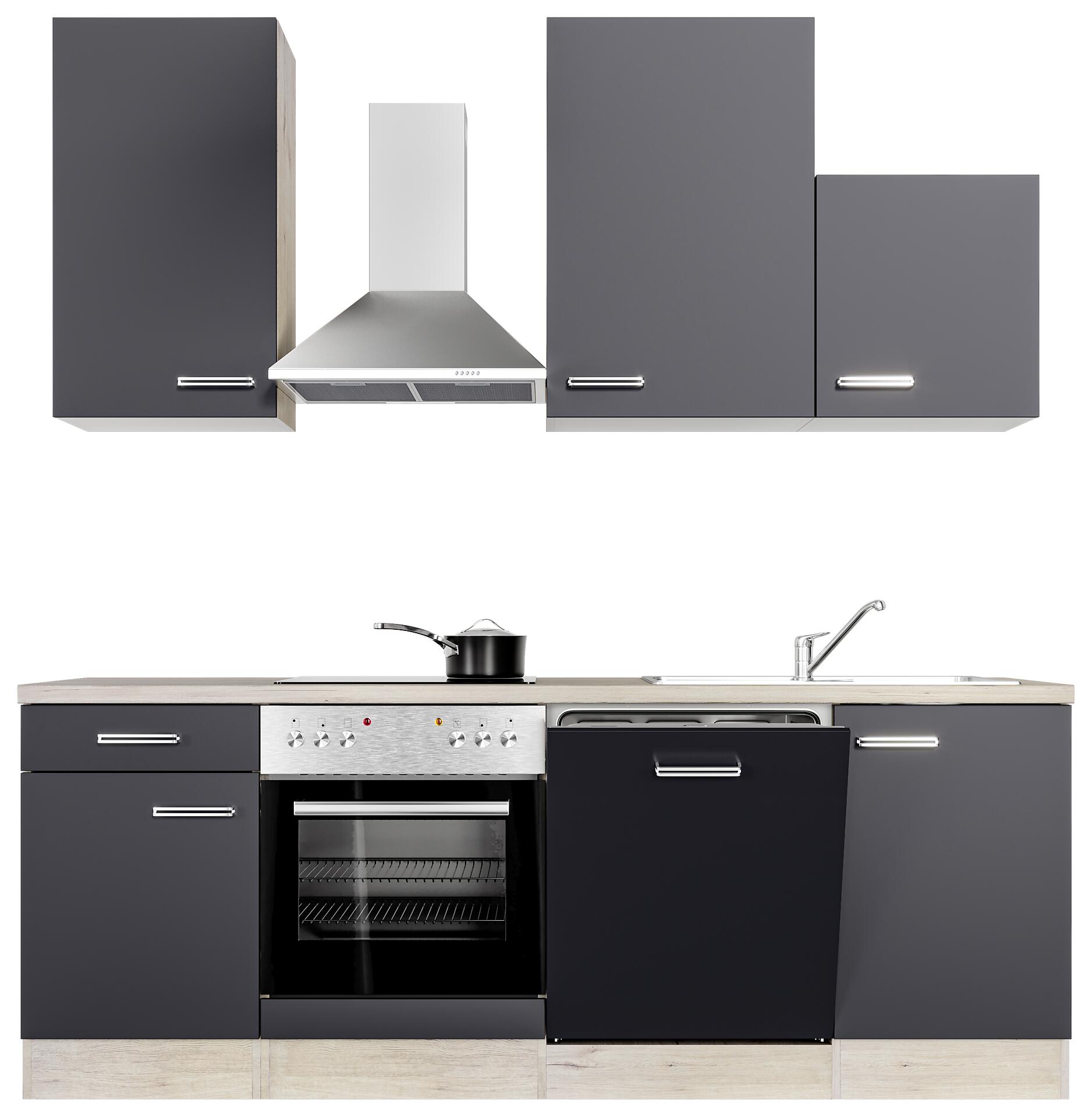 Küchenblock Elva anthrazit strukturiert B/H/T: ca. 220x234x60 cm