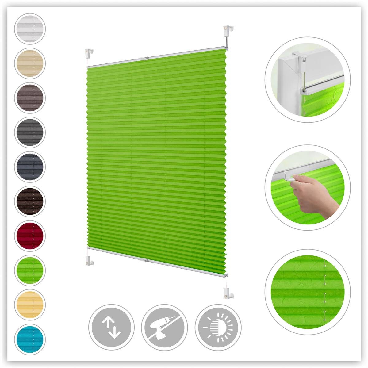 LICHTBLICK Spannplissee grün B/L: ca. 95x130 cm