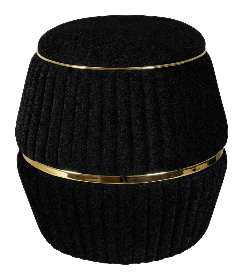 360 Living Hocker Doric 210 schwarz gold H/D: ca. 53x51,5 cm