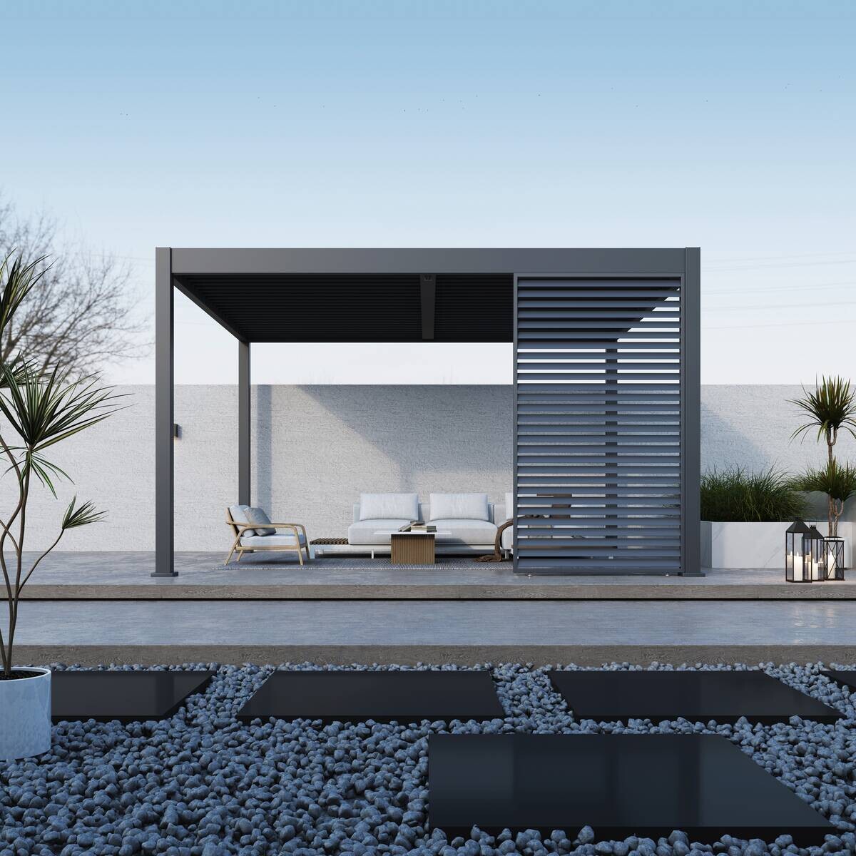 Paragon Outdoor Lamellen-Sichtschutz Grand Tuscan grau Aluminium B/H: ca. 135x234 cm