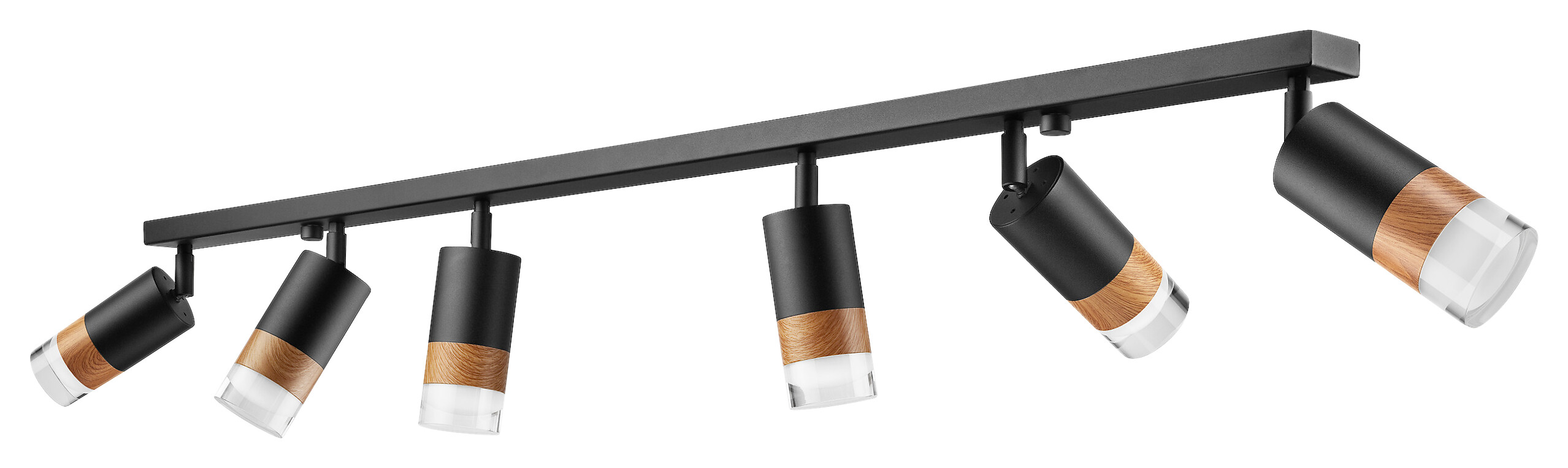 Lamkur Deckenleuchte schwarz Stahl Glas B/H/L: ca. 8x19x117 cm 6 Brennstellen