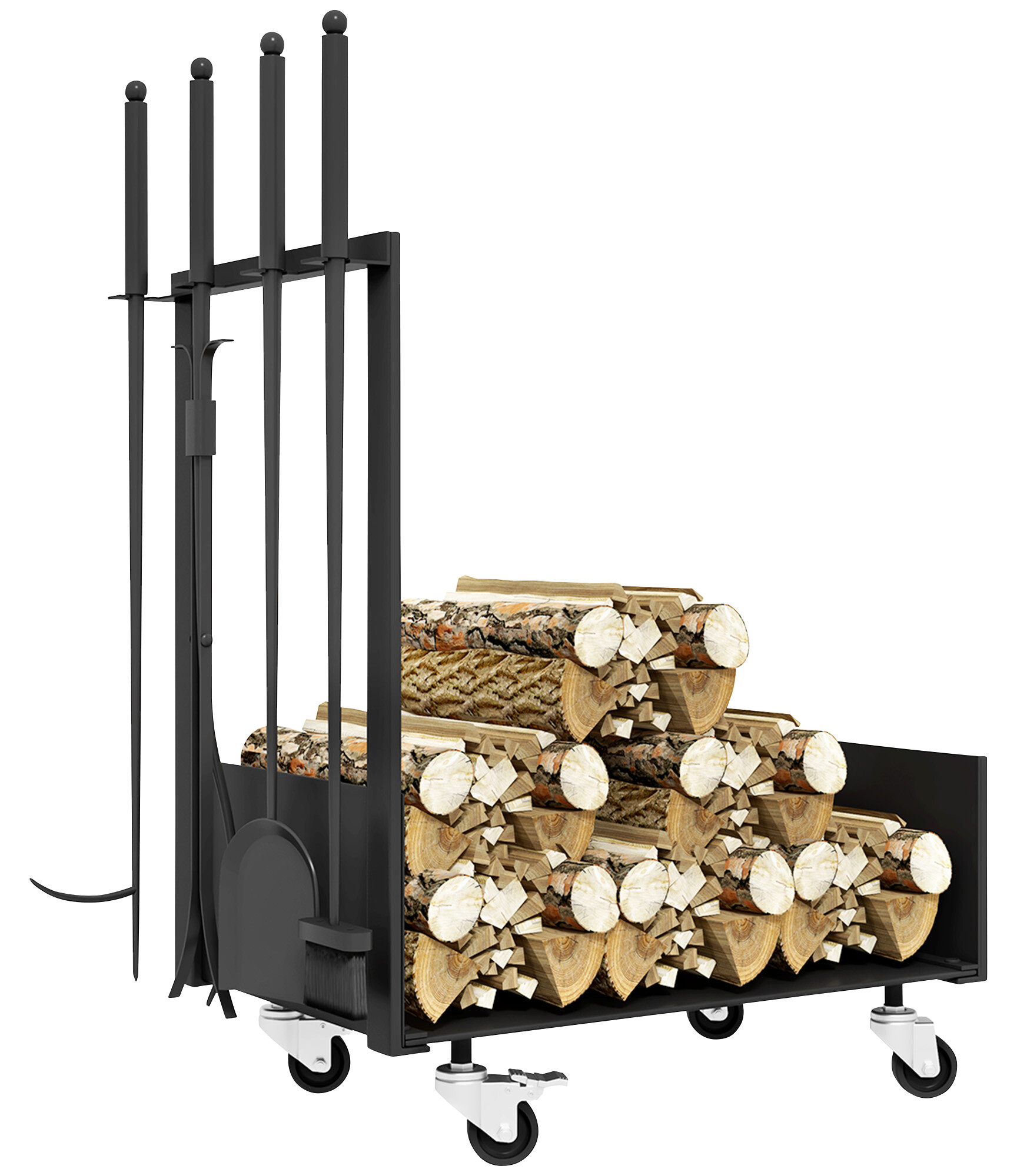 Outsunny Kaminholzständer schwarz B/H/L: ca. 30x76x48 cm