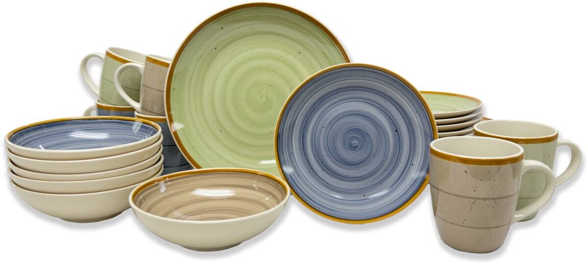 Kevoli  home Kombiservice grün Steingut 24 tlg.