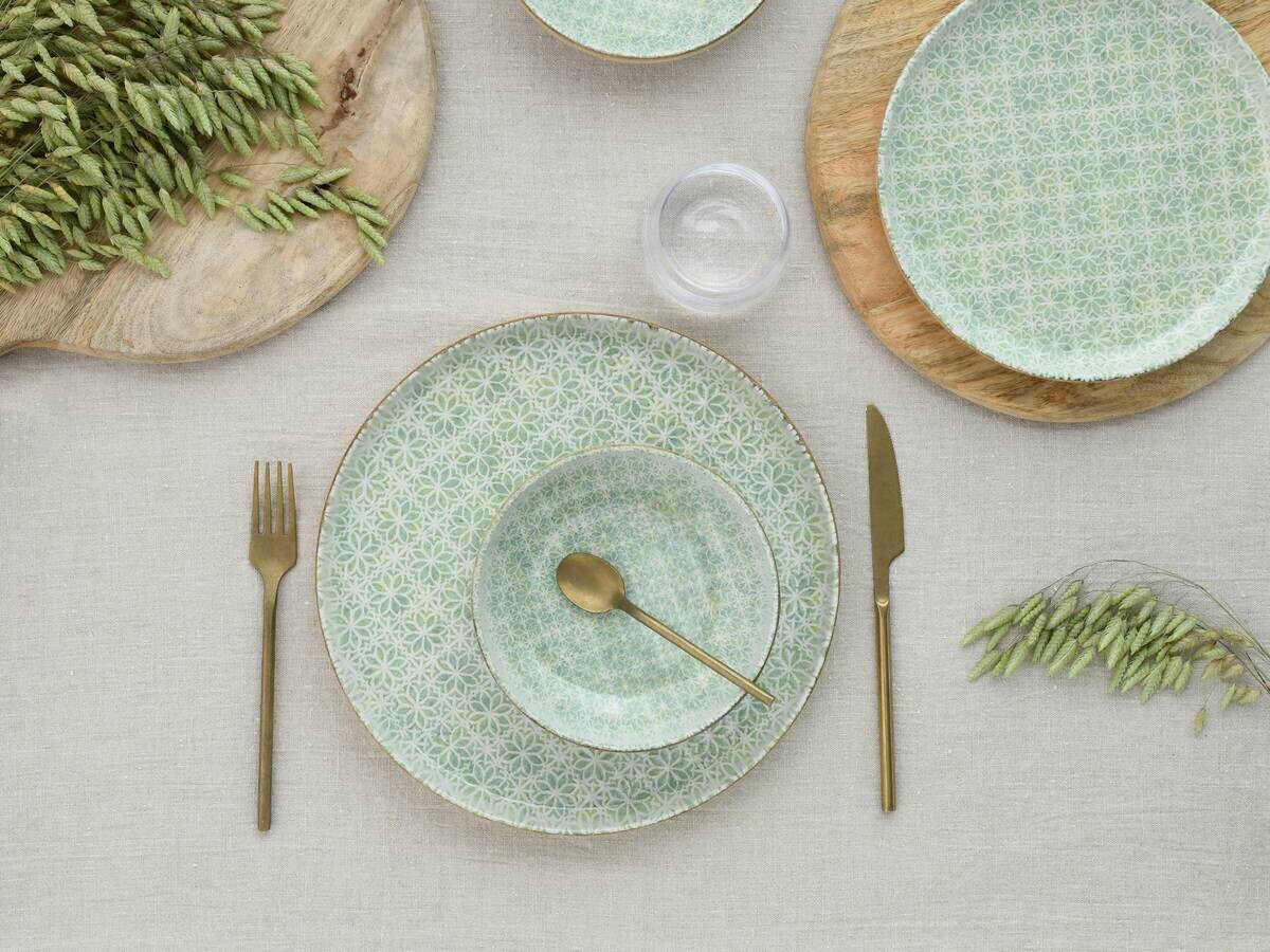 CreaTable Tafelservice Uno Emiliana grün Steinzeug 12 tlg.