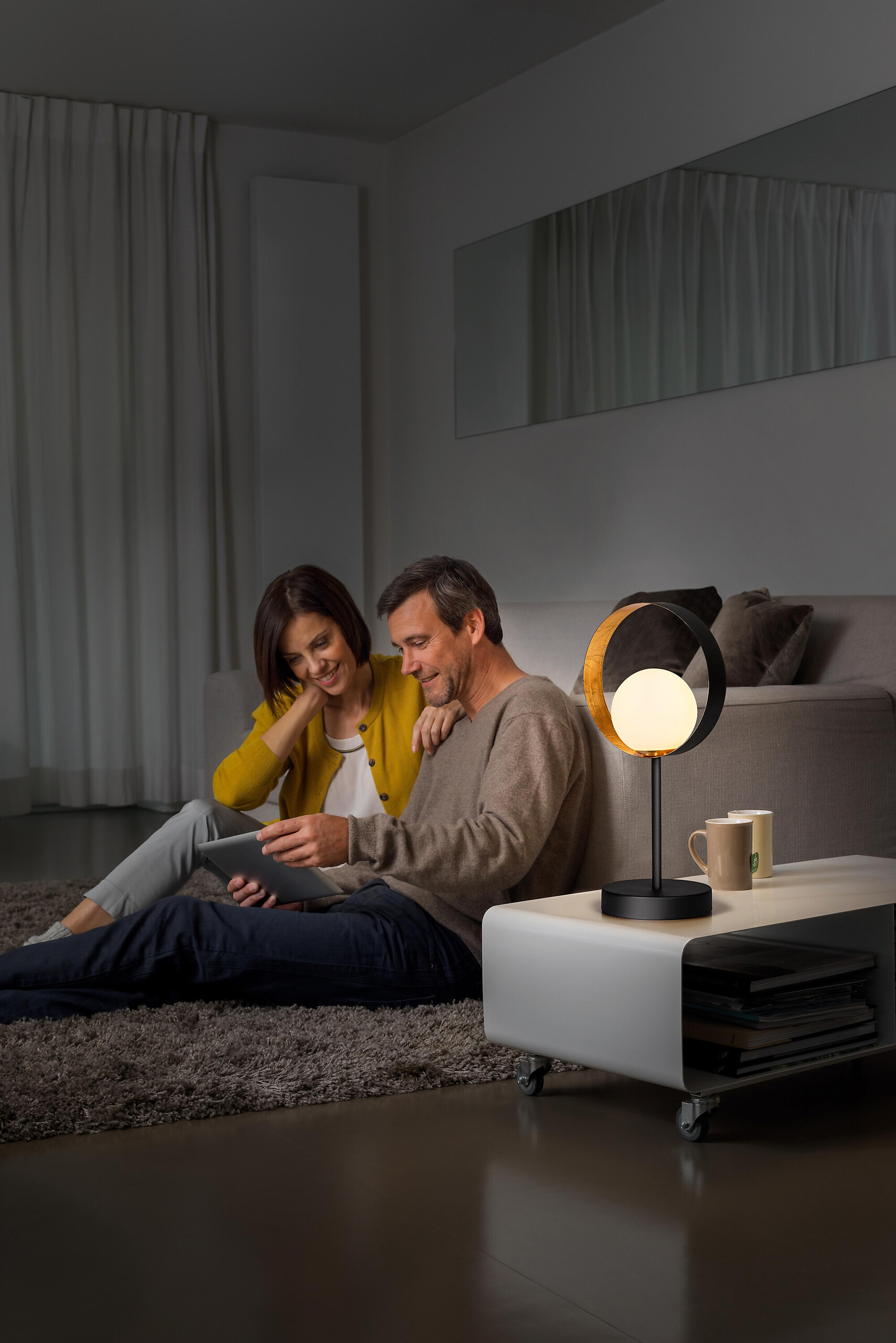 LEDVANCE Tischleuchte Memphis schwarz gold weiß Metall Glas B/H/L: ca. 13x36,5x18 cm G9 1 Brennstellen