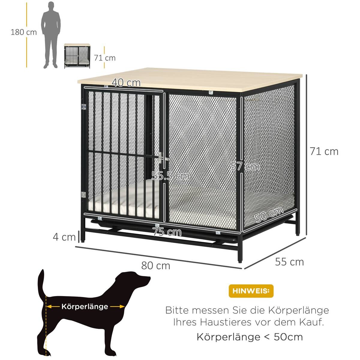 PawHut Hundekäfig Eiche PVC B/H/L: ca. 55x71x80 cm
