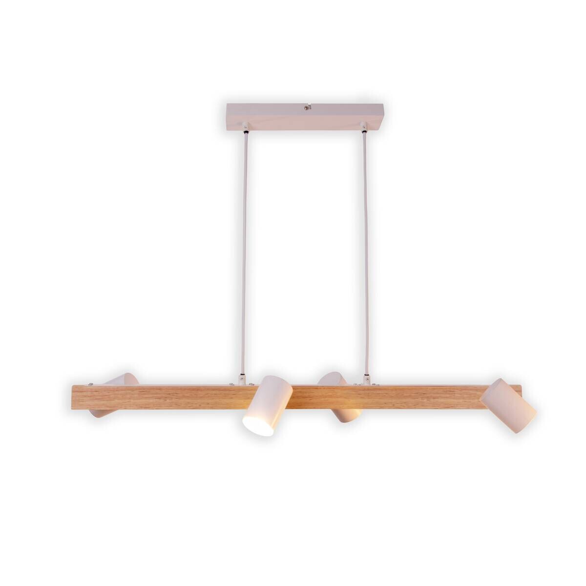 Näve Leuchten Pendelleuchte 7094523 weiß Metall Holz B/H/T: ca. 24x120x80 cm GU10 4 Brennstellen