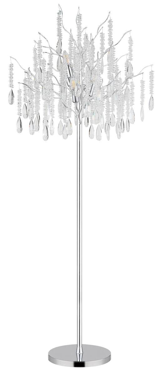 GLOBO Stehleuchte klar silber Glas Metall H/D: ca. 165x55 cm E14 5 Brennstellen