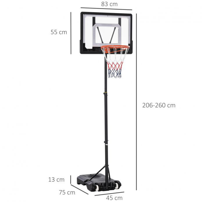 HOMCOM Basketballkorb schwarz B/H/L: ca. 83x260x75 cm