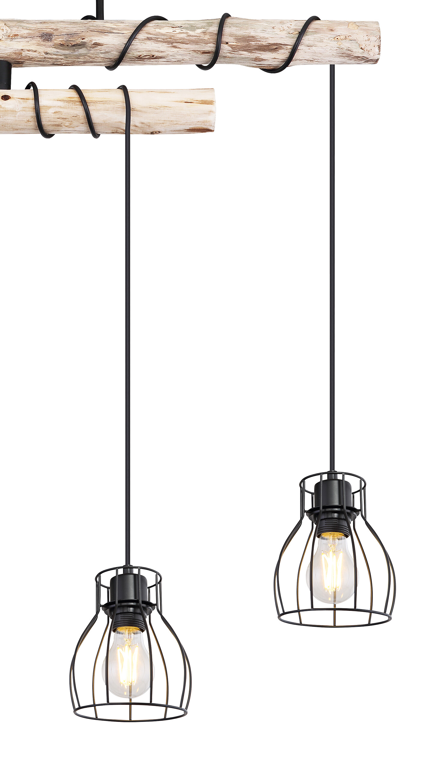 GLOBO Deckenleuchte Mina schwarz natur Metall Holz B/H/T: ca. 90x100x14 cm E27 4 Brennstellen