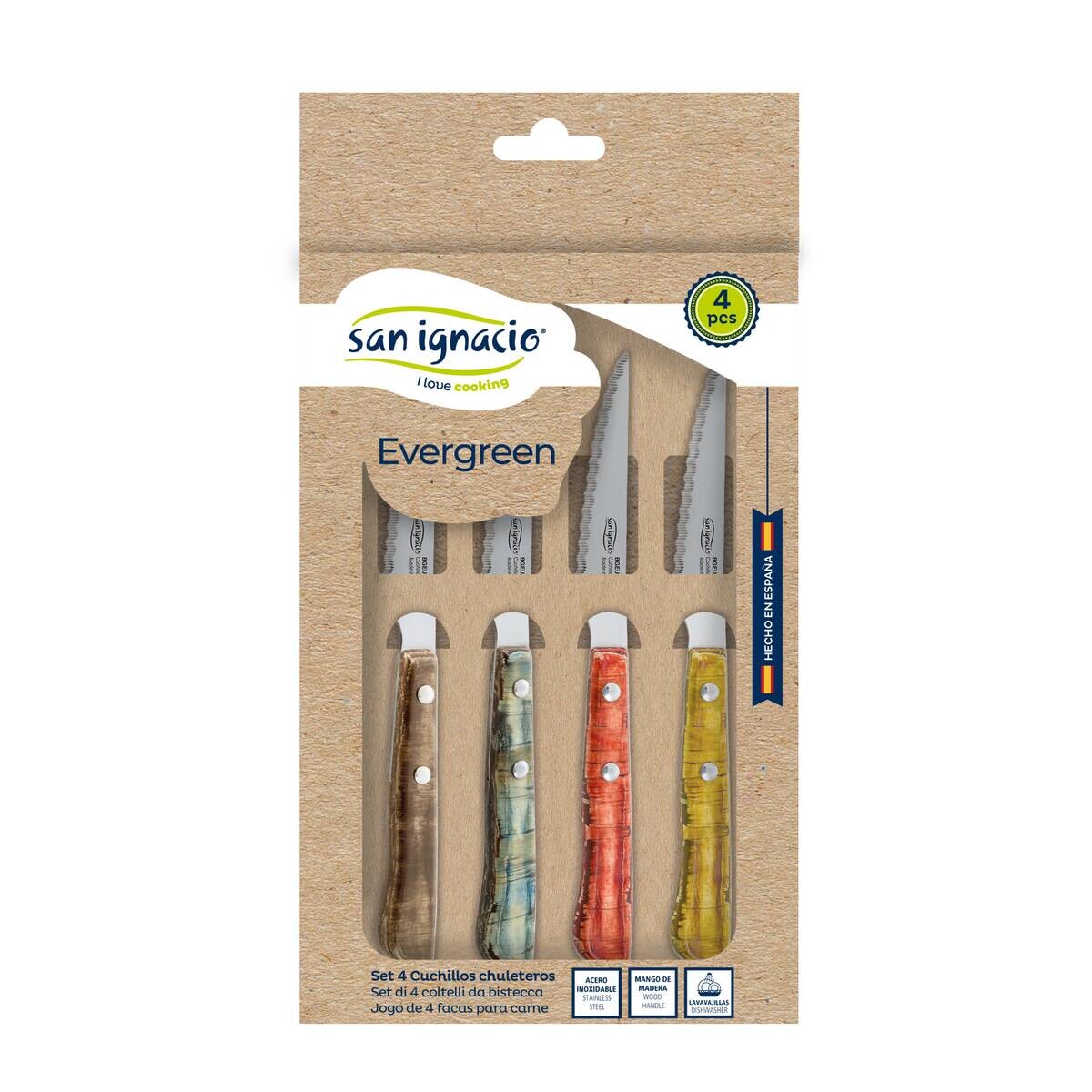 SAN IGNACIO Steakmesser-Set EVERGREEN bunt Edelstahl 4 tlg.