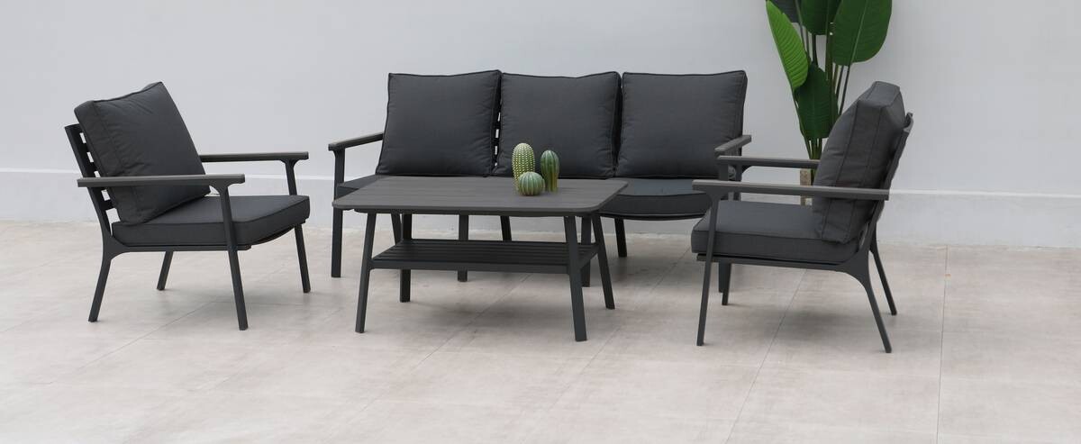 Acamp Loungeset Samos anthrazit Aluminium B/H/L: ca. 81x81x180 cm