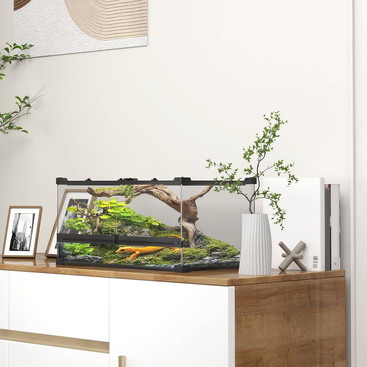 PawHut Terrarium schwarz Glas B/H/L: ca. 30x25x50 cm